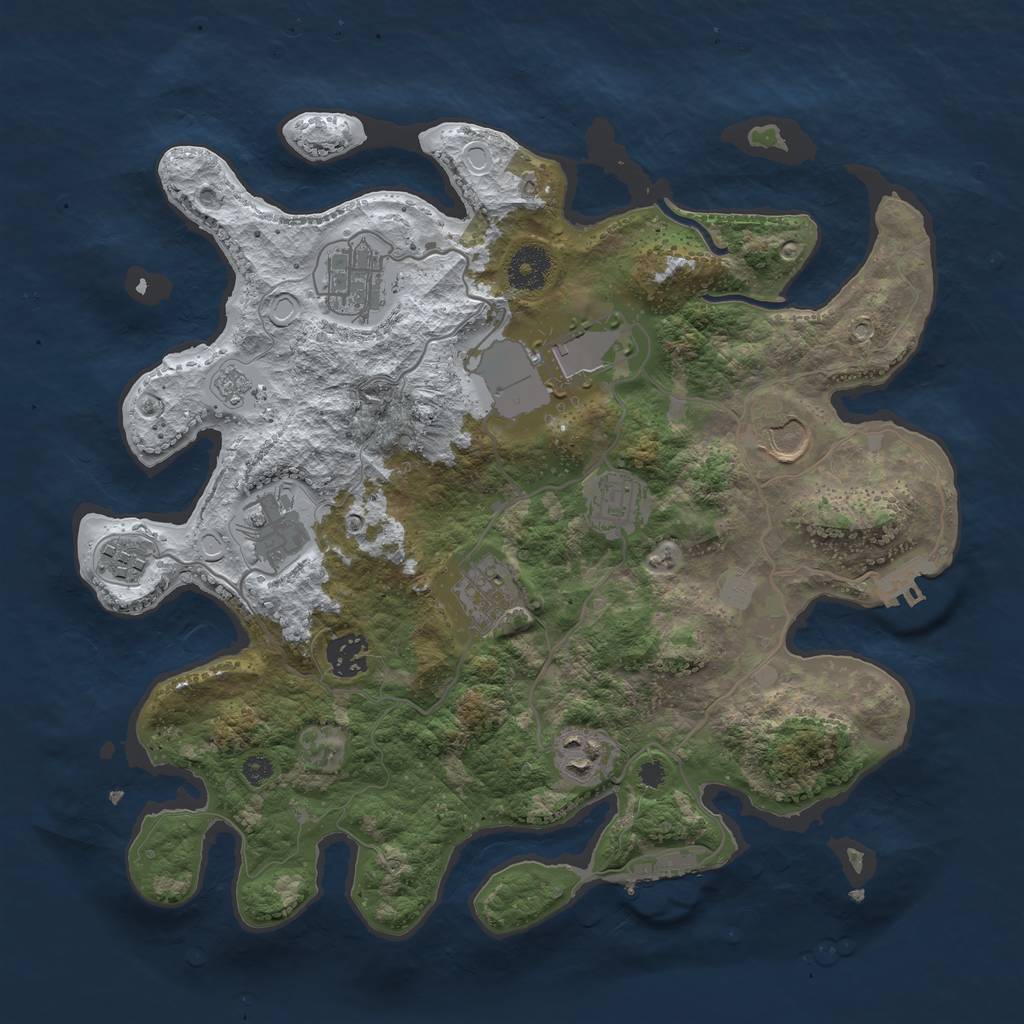 Rust Map: Procedural Map, Size: 3500, Seed: 180233573, 17 Monuments