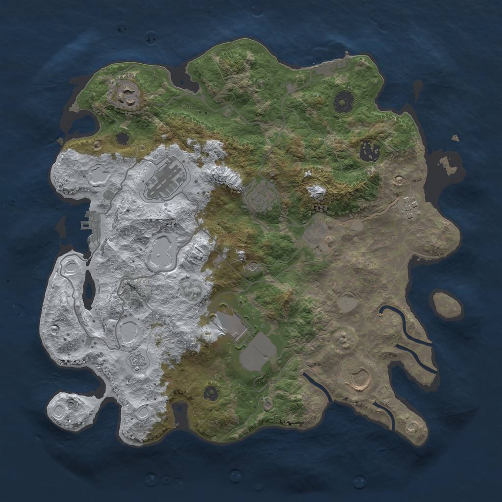 Rust Map: Procedural Map, Size: 3500, Seed: 3423, 17 Monuments