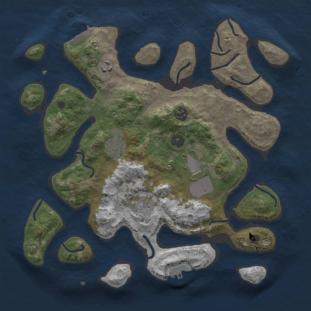 Rust Map: Procedural Map, Size: 3500, Seed: 523456789, 13 Monuments