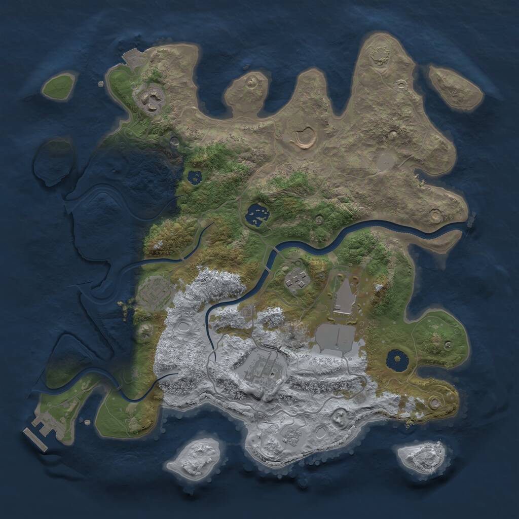 Rust Map: Procedural Map, Size: 3500, Seed: 523456789, 12 Monuments