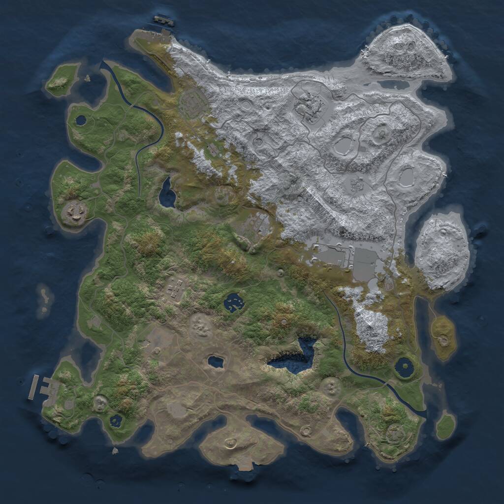 Rust Map: Procedural Map, Size: 4000, Seed: 6255, 14 Monuments