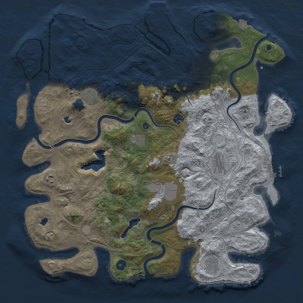 Rust Map: Procedural Map, Size: 4500, Seed: 1072361193, 14 Monuments