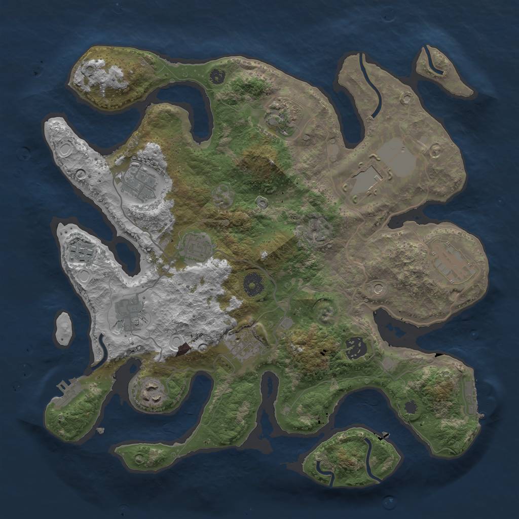 Rust Map: Procedural Map, Size: 3500, Seed: 4334, 18 Monuments