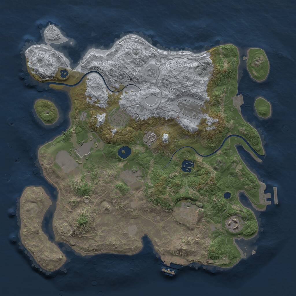 Rust Map: Procedural Map, Size: 3500, Seed: 345345, 13 Monuments