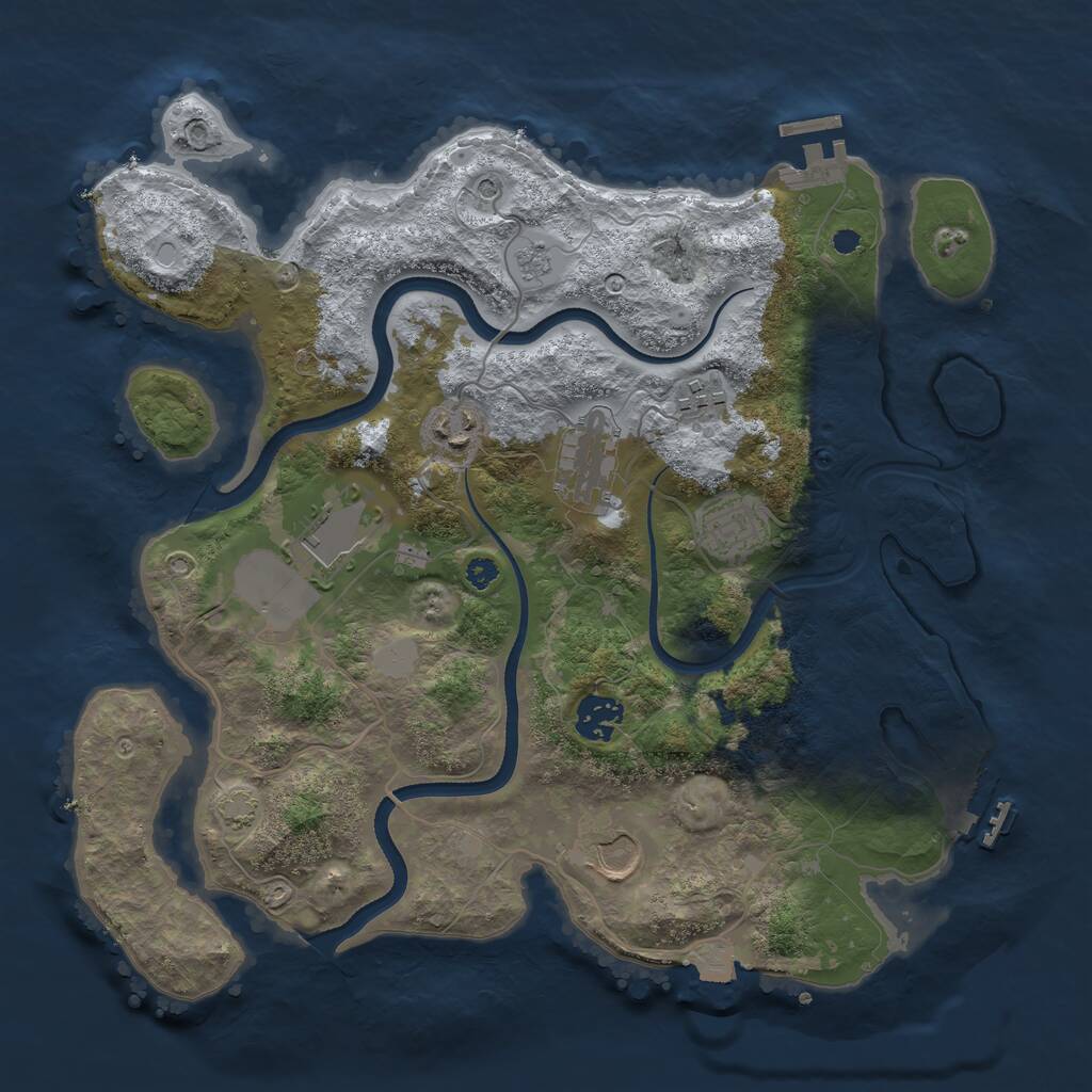 Rust Map: Procedural Map, Size: 3500, Seed: 345345, 13 Monuments