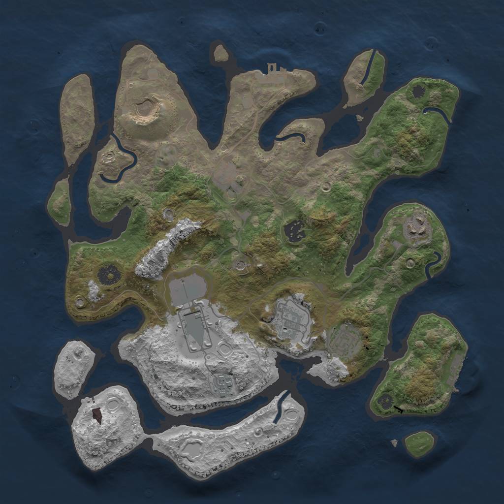 Rust Map: Procedural Map, Size: 3500, Seed: 850, 16 Monuments