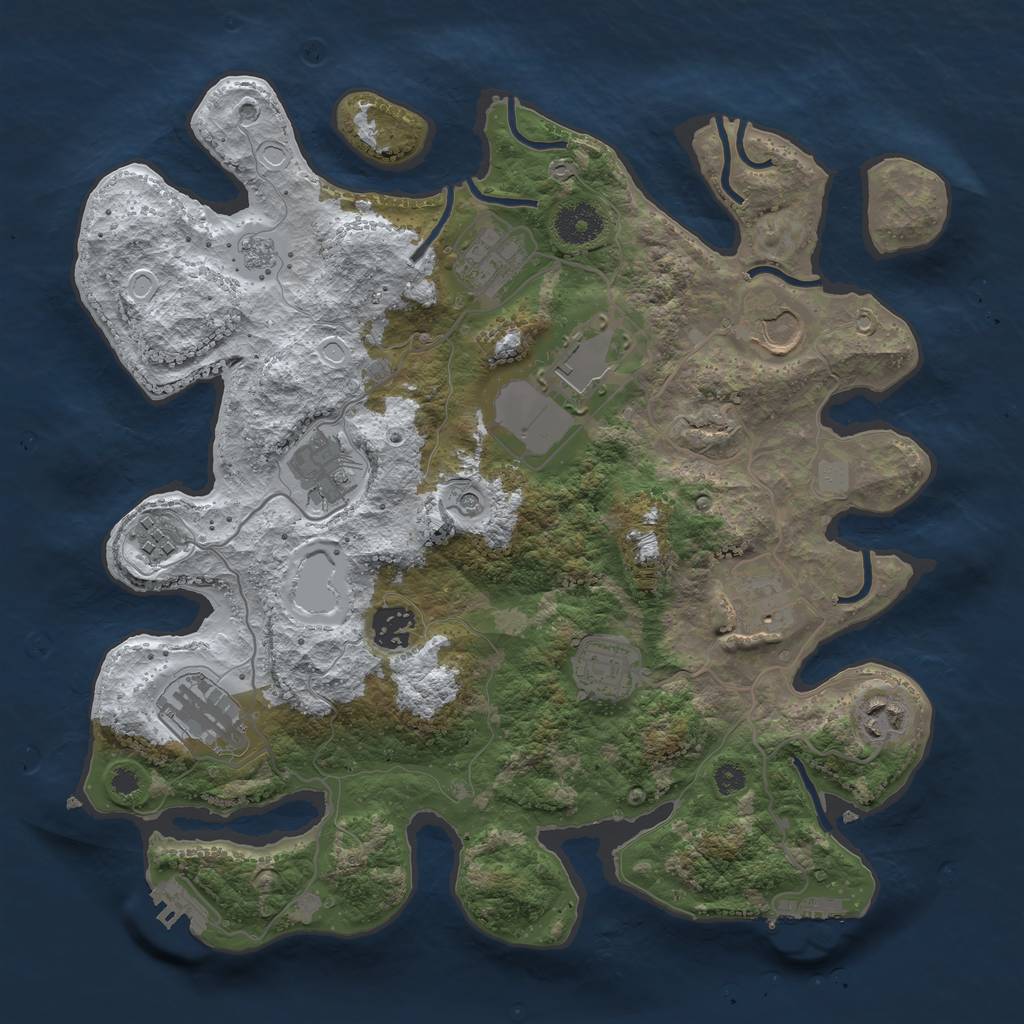Rust Map: Procedural Map, Size: 3500, Seed: 709677915, 19 Monuments