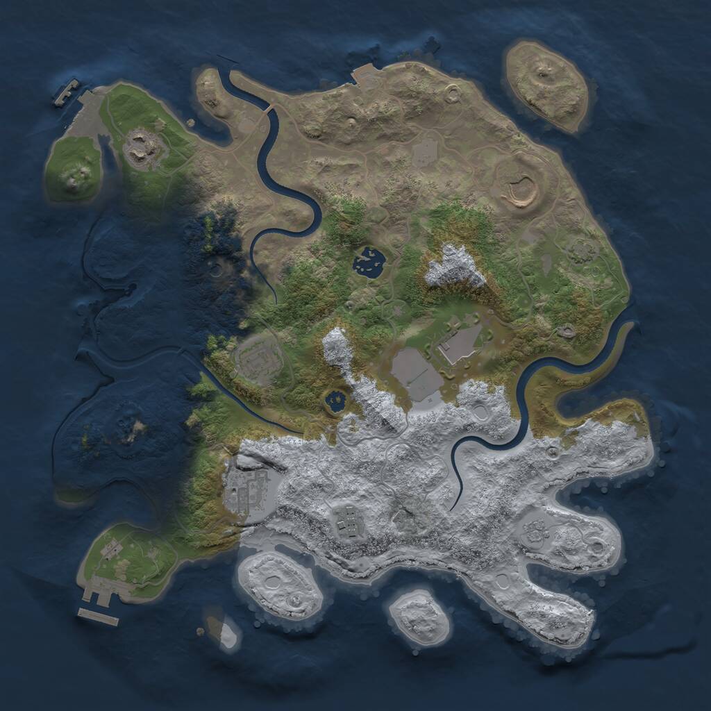 Rust Map: Procedural Map, Size: 3501, Seed: 13874, 13 Monuments