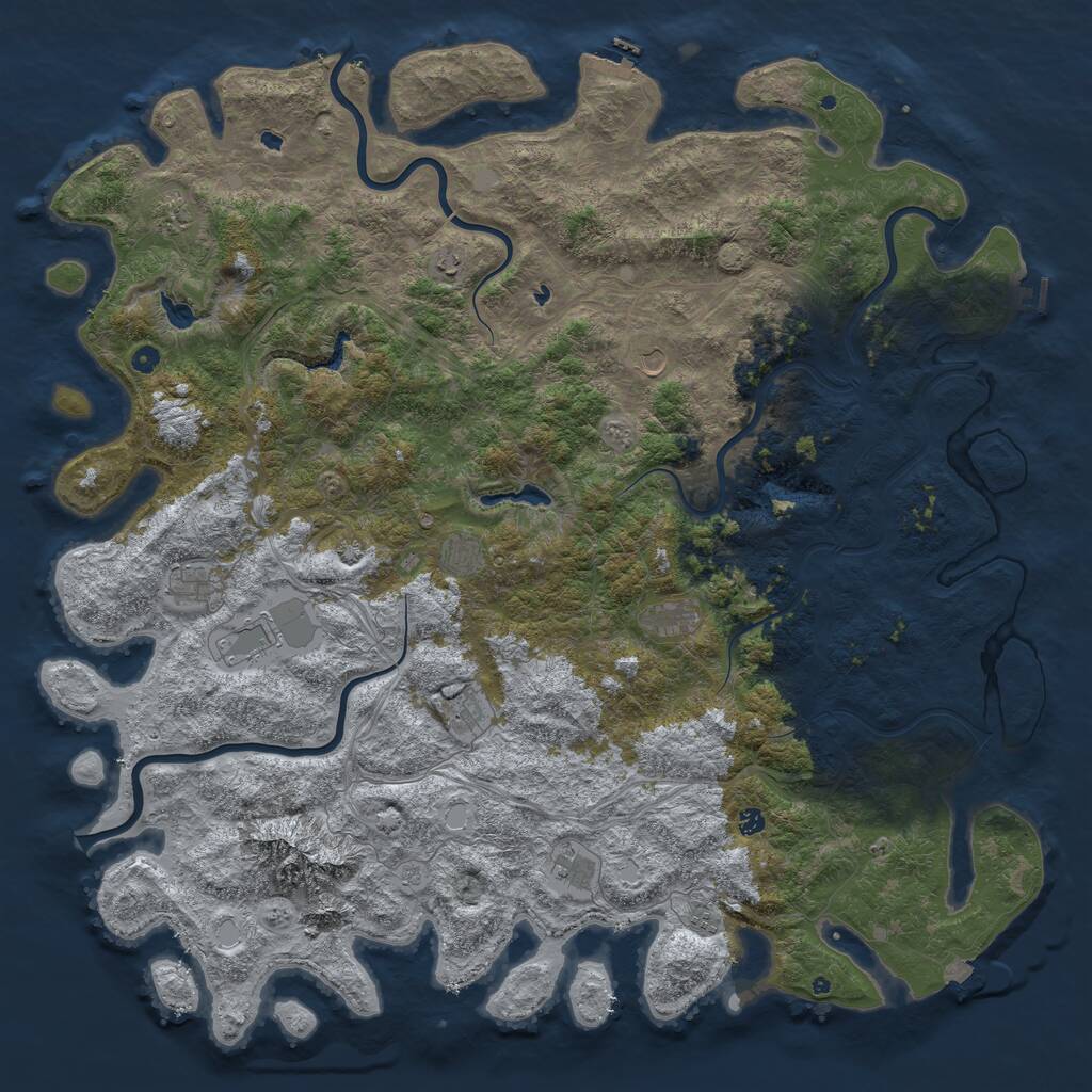 Rust Map: Procedural Map, Size: 6000, Seed: 35463, 17 Monuments