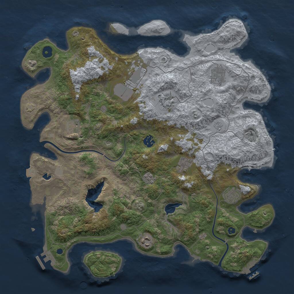 Rust Map: Procedural Map, Size: 4000, Seed: 100121, 15 Monuments