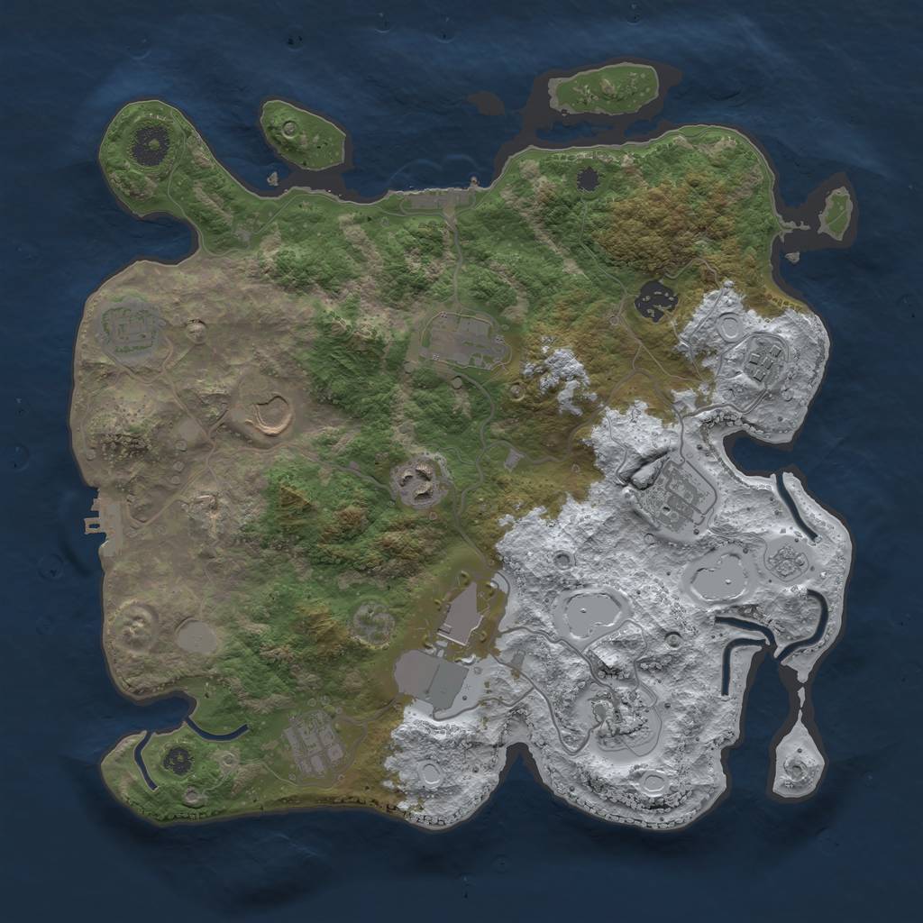Rust Map: Procedural Map, Size: 3500, Seed: 171046670, 18 Monuments