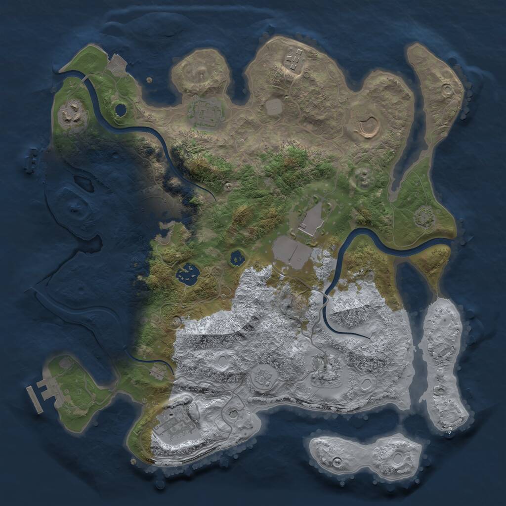 Rust Map: Procedural Map, Size: 3500, Seed: 3473385, 15 Monuments