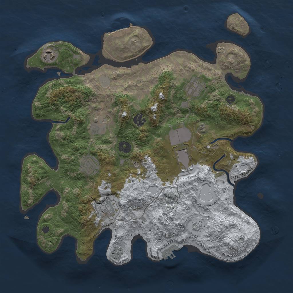 Rust Map: Procedural Map, Size: 3500, Seed: 1828957030, 17 Monuments