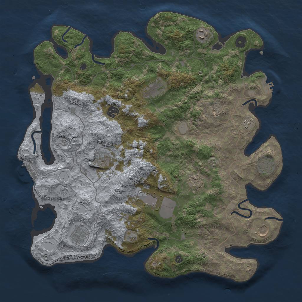 Rust Map: Procedural Map, Size: 4000, Seed: 91539, 17 Monuments