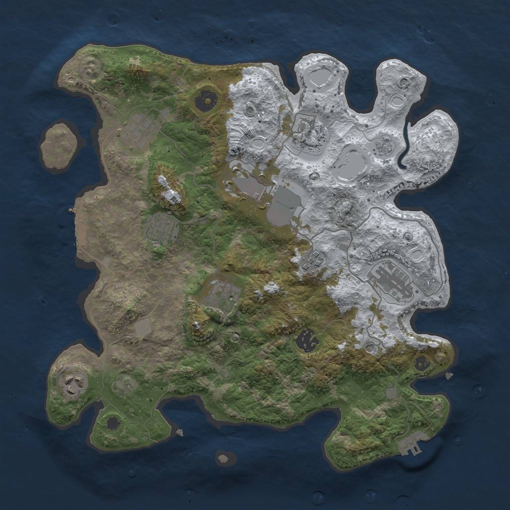 Rust Map: Procedural Map, Size: 3500, Seed: 1091999728, 18 Monuments