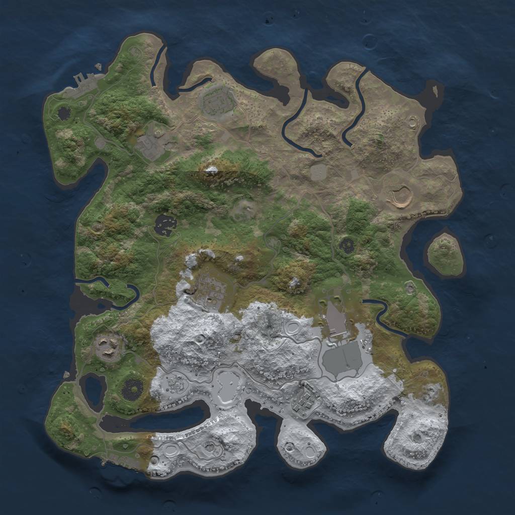 Rust Map: Procedural Map, Size: 3500, Seed: 1306903288, 17 Monuments
