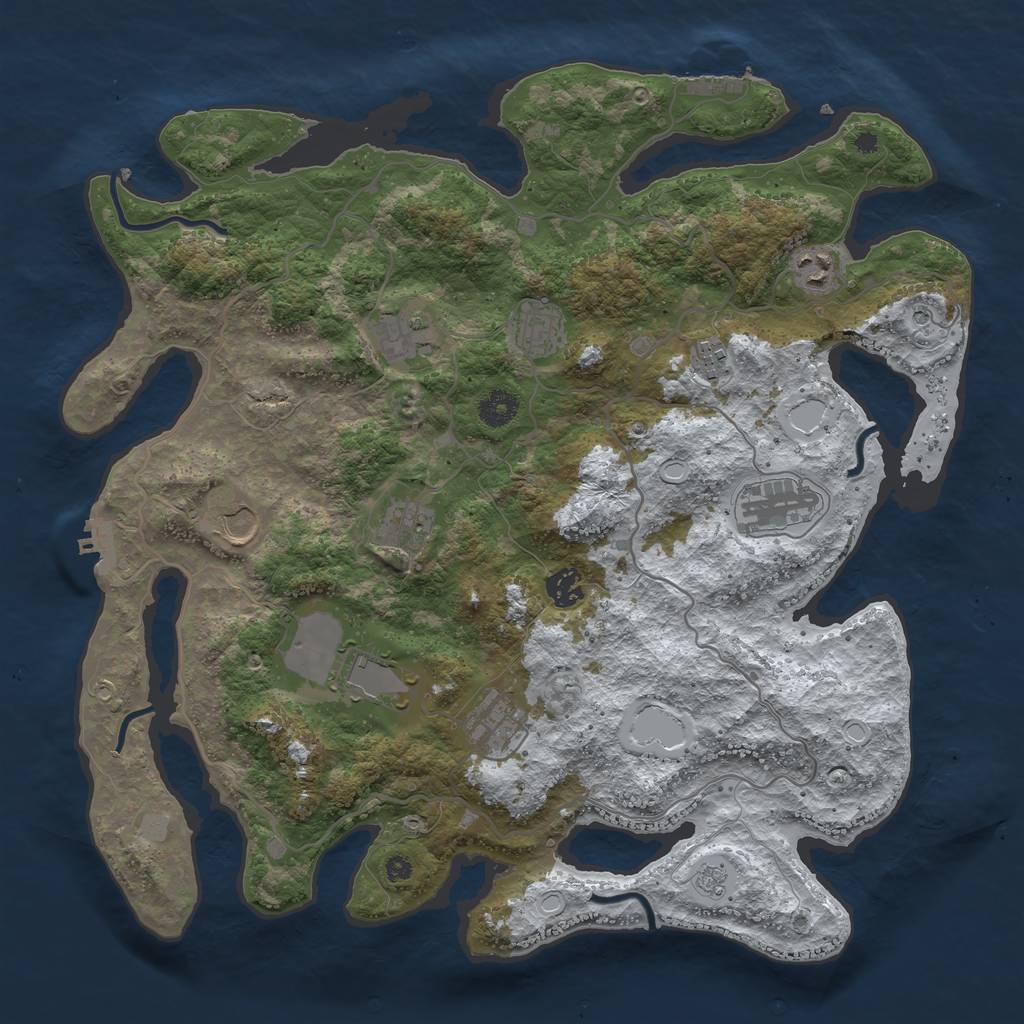 Rust Map: Procedural Map, Size: 4000, Seed: 934135488, 19 Monuments