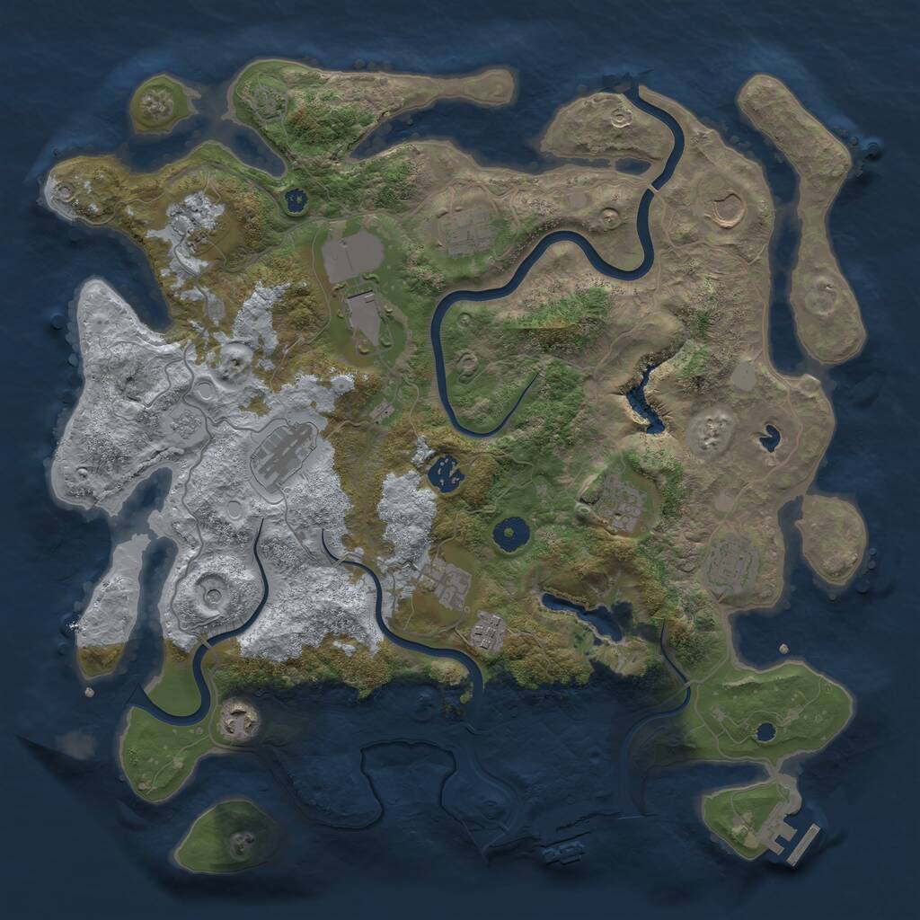 Rust Map: Procedural Map, Size: 4000, Seed: 2195170, 17 Monuments