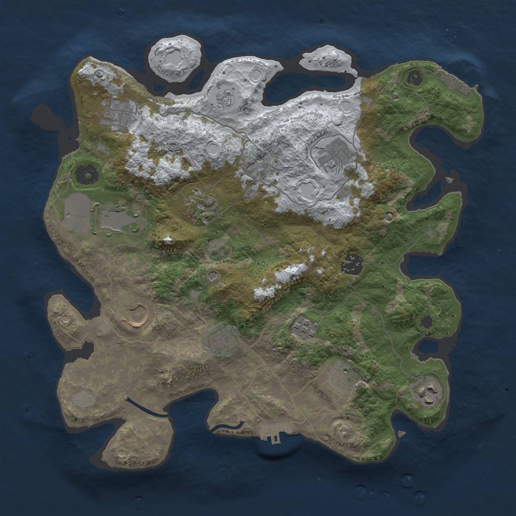 Rust Map: Procedural Map, Size: 3500, Seed: 1715158389, 19 Monuments