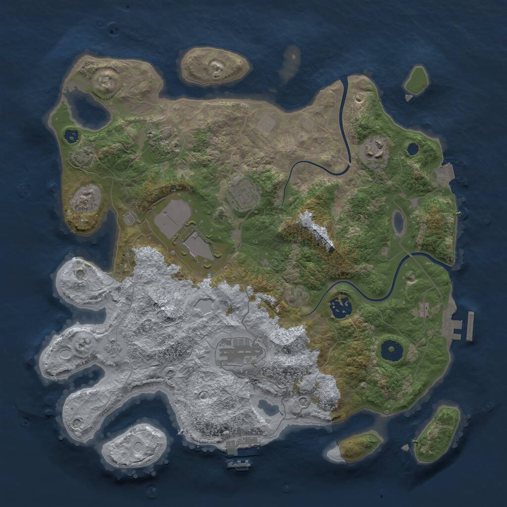 Rust Map: Procedural Map, Size: 3500, Seed: 591096, 12 Monuments