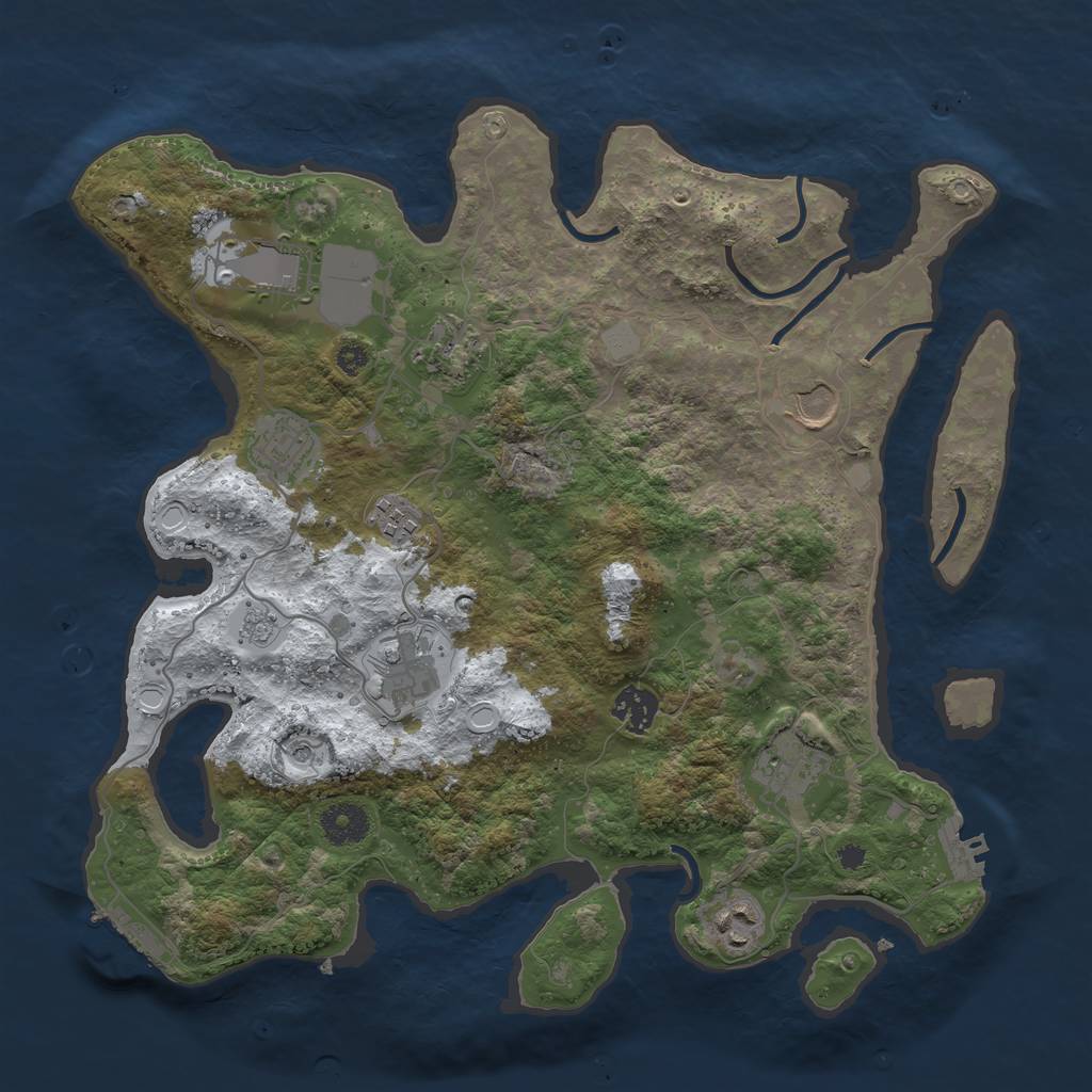 Rust Map: Procedural Map, Size: 3600, Seed: 283776434, 18 Monuments