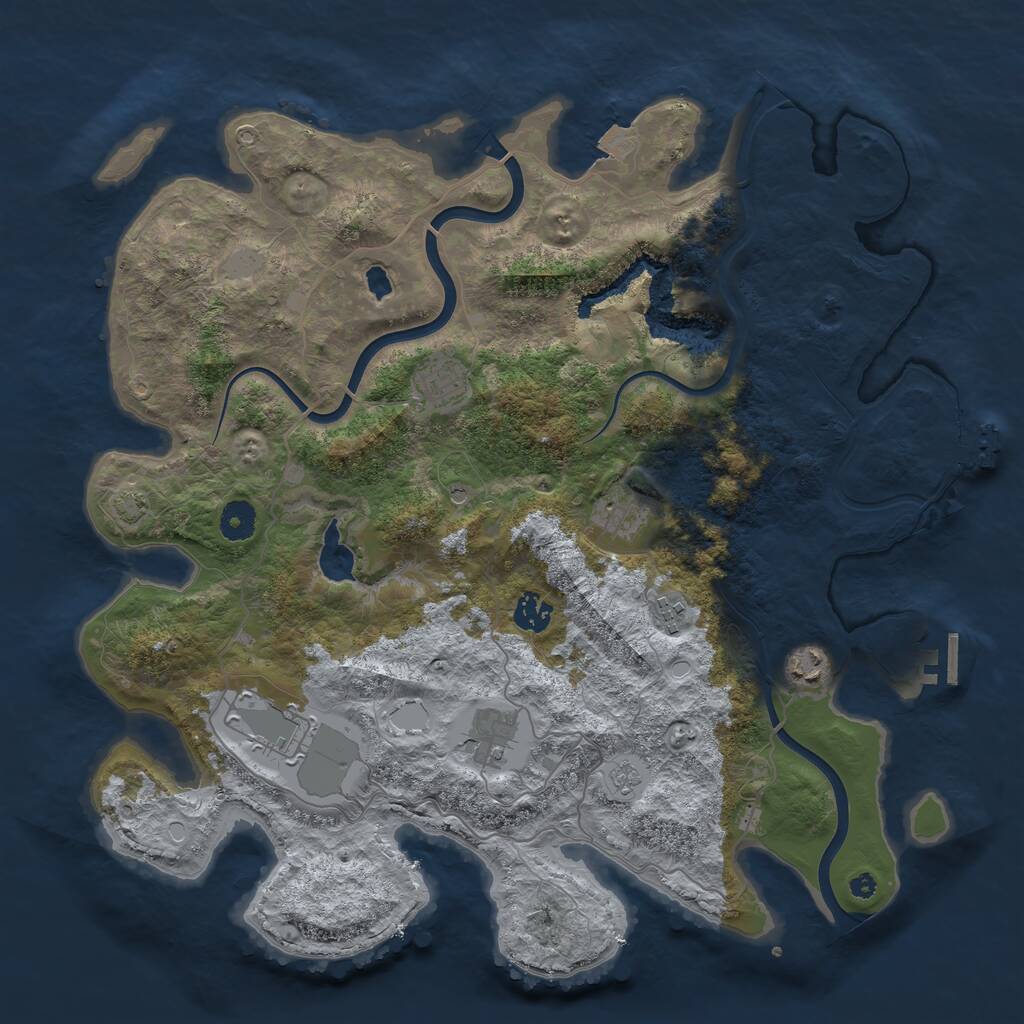 Rust Map: Procedural Map, Size: 4000, Seed: 1372901901, 13 Monuments