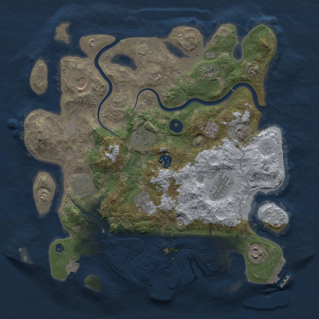 Rust Map: Procedural Map, Size: 3600, Seed: 499090160, 15 Monuments