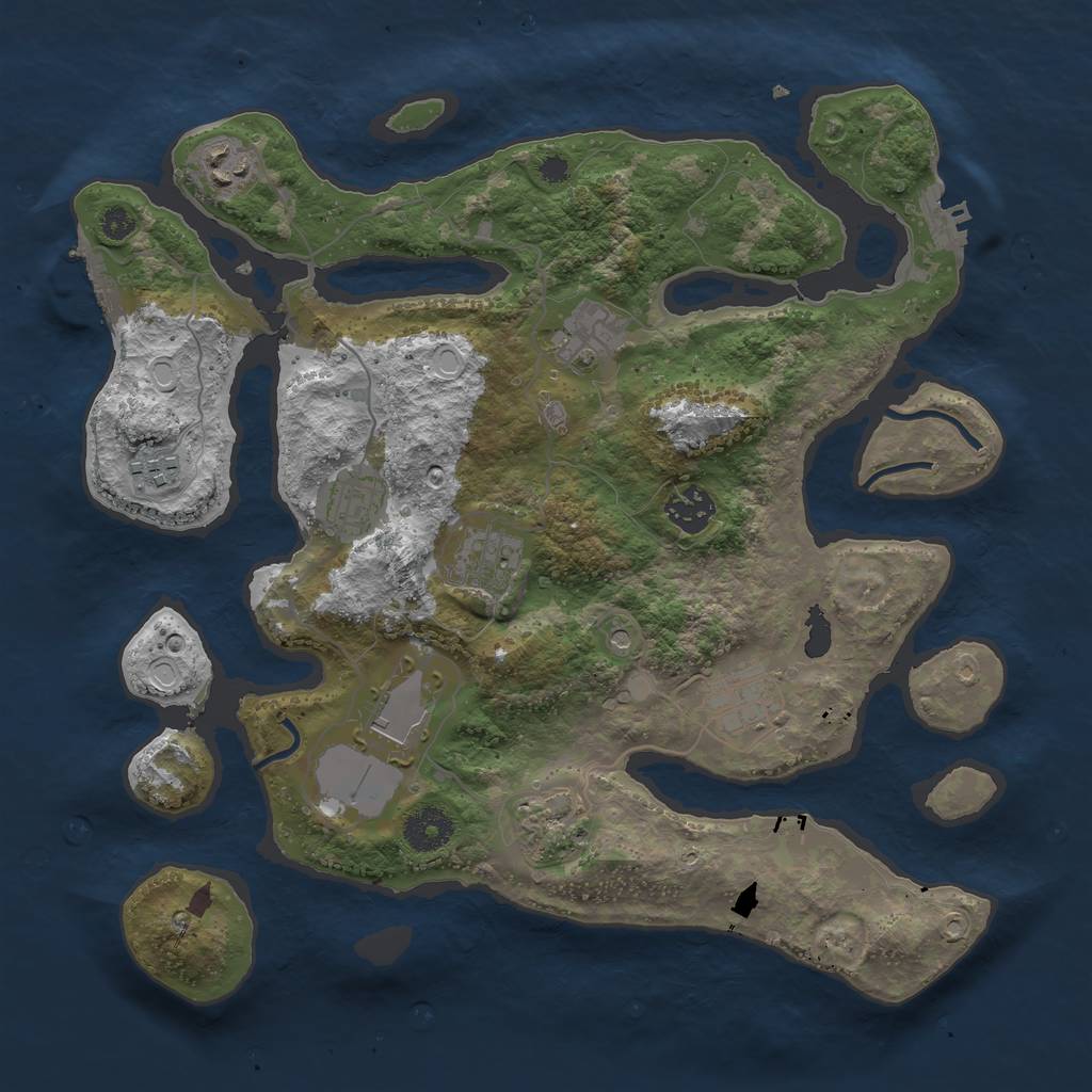 Rust Map: Procedural Map, Size: 3500, Seed: 603800217, 17 Monuments