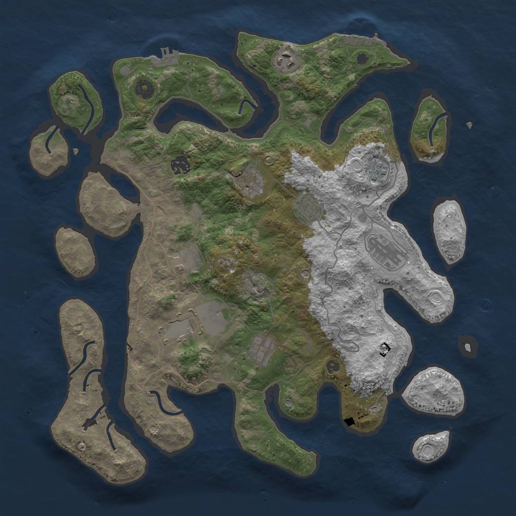 Rust Map: Procedural Map, Size: 4000, Seed: 2135694527, 17 Monuments