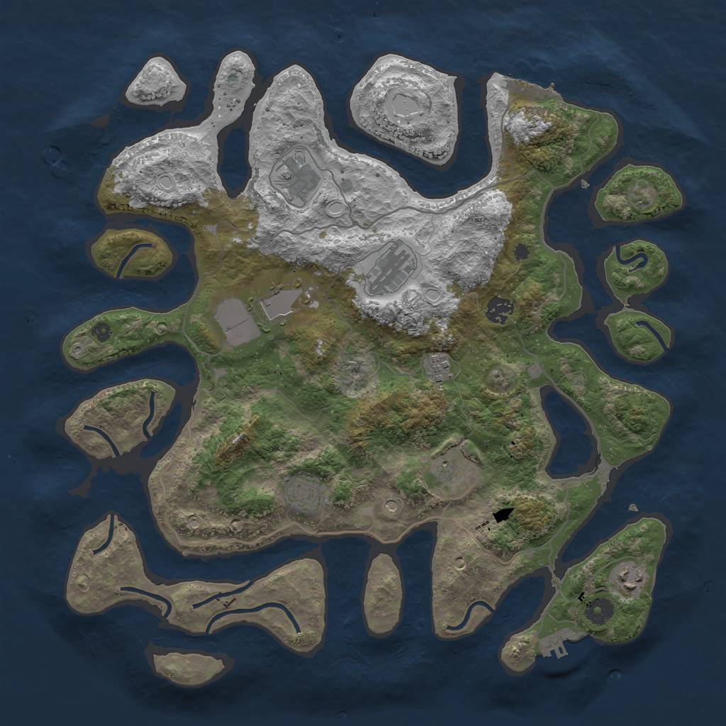 Rust Map: Procedural Map, Size: 4000, Seed: 39905, 16 Monuments