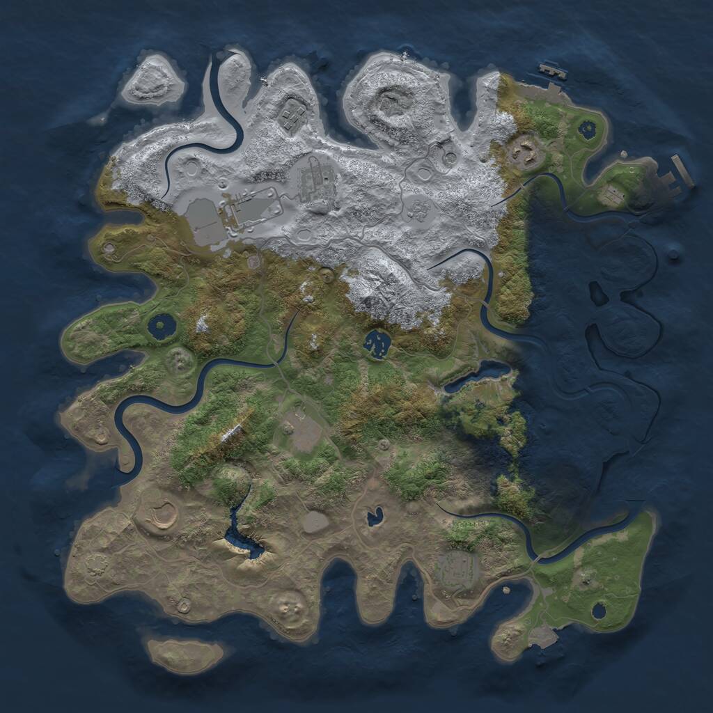 Rust Map: Procedural Map, Size: 4000, Seed: 39905, 14 Monuments