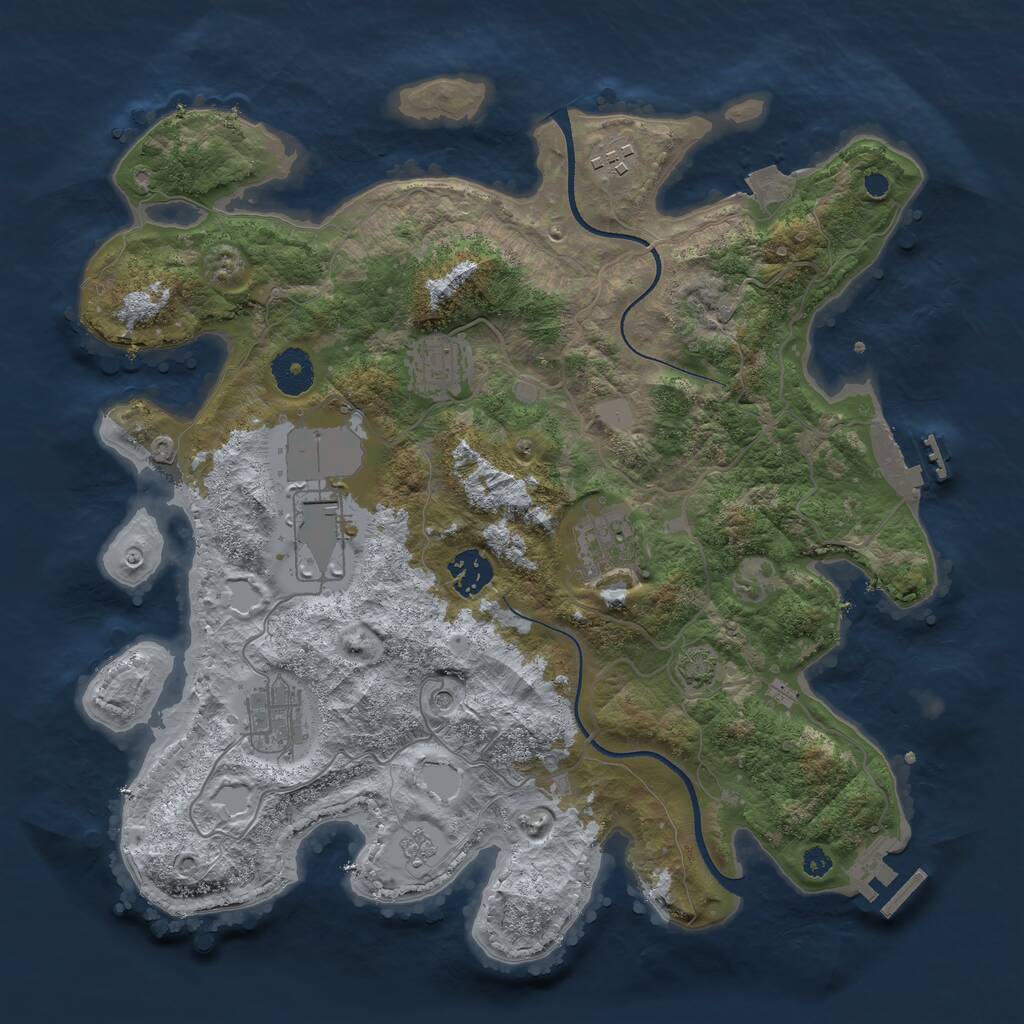 Rust Map: Procedural Map, Size: 3500, Seed: 94529956, 12 Monuments