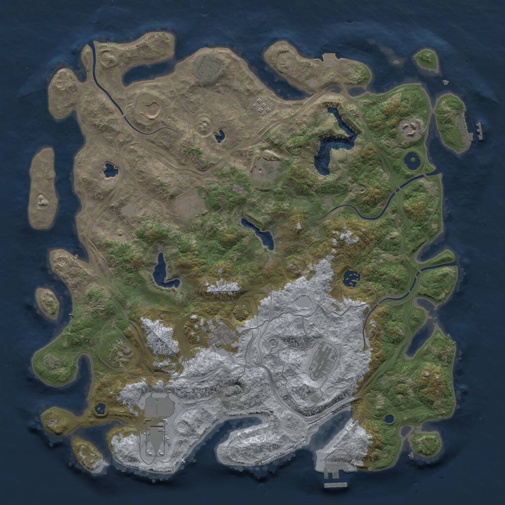 Rust Map: Procedural Map, Size: 4500, Seed: 1489761260, 17 Monuments