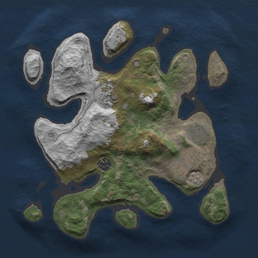 Rust Map: Barren, Size: 3000, Seed: 776354085, 8 Monuments