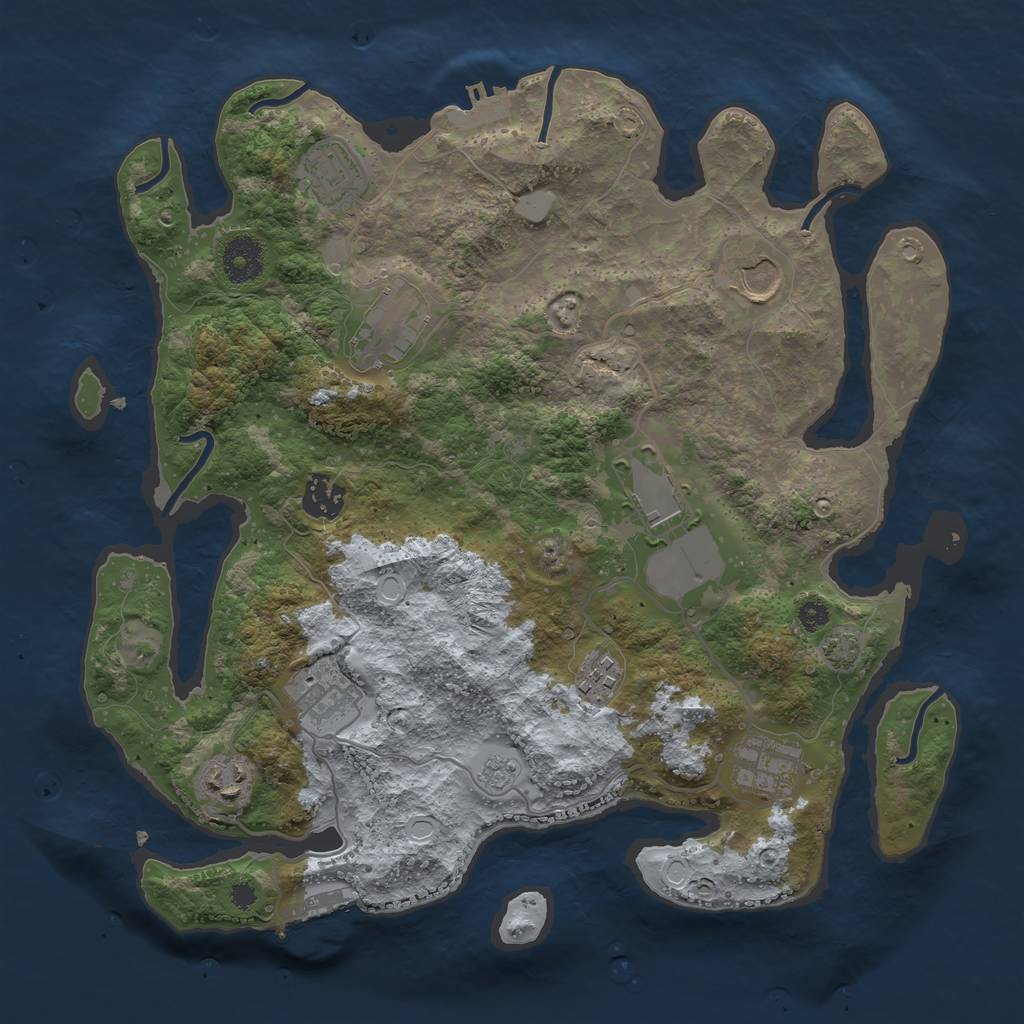 Rust Map: Procedural Map, Size: 3500, Seed: 3223858, 16 Monuments
