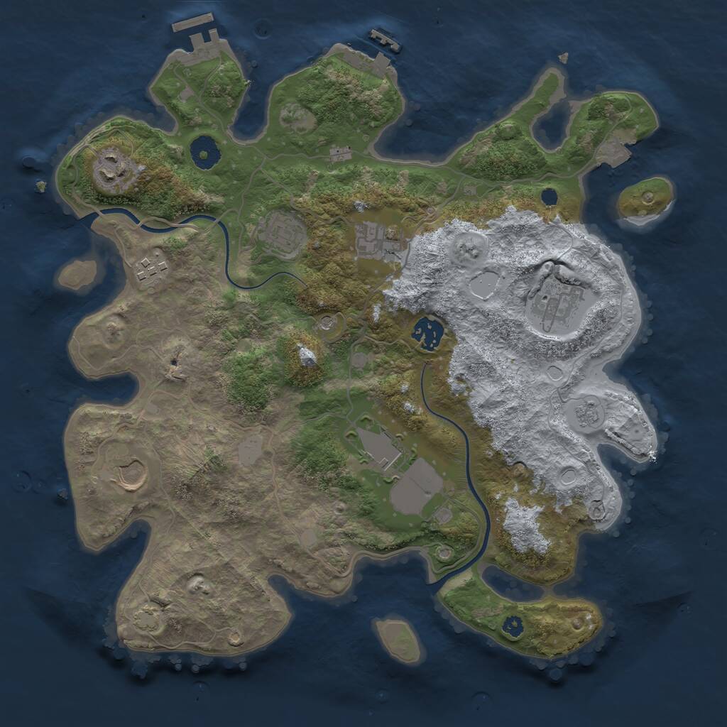 Rust Map: Procedural Map, Size: 3500, Seed: 1568529642, 14 Monuments