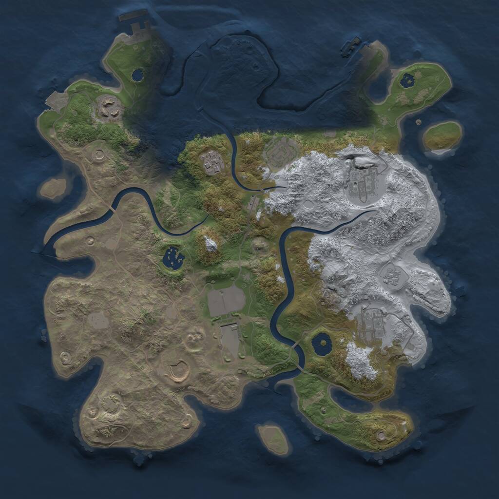 Rust Map: Procedural Map, Size: 3500, Seed: 1568529642, 14 Monuments