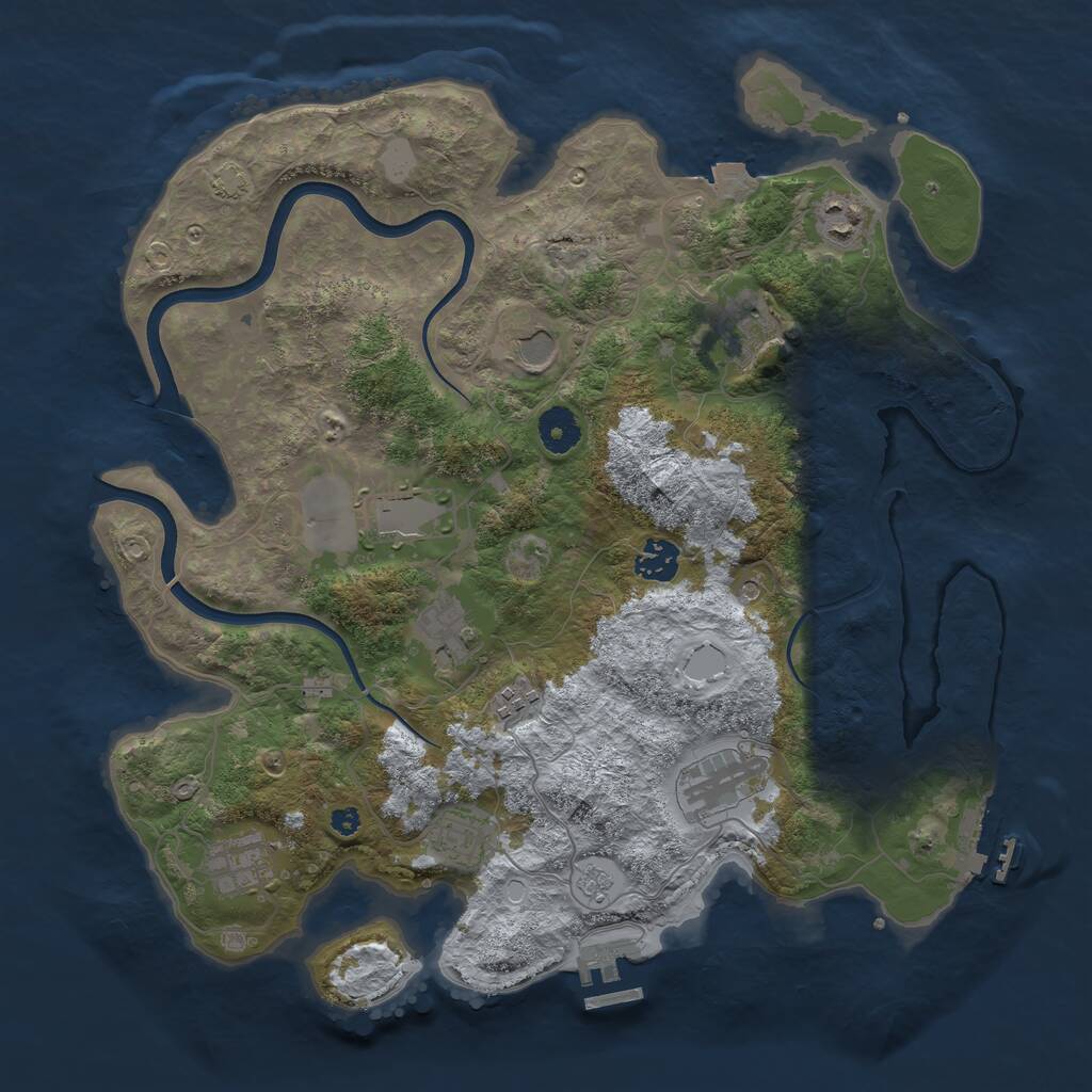 Rust Map: Procedural Map, Size: 3750, Seed: 1307714, 16 Monuments