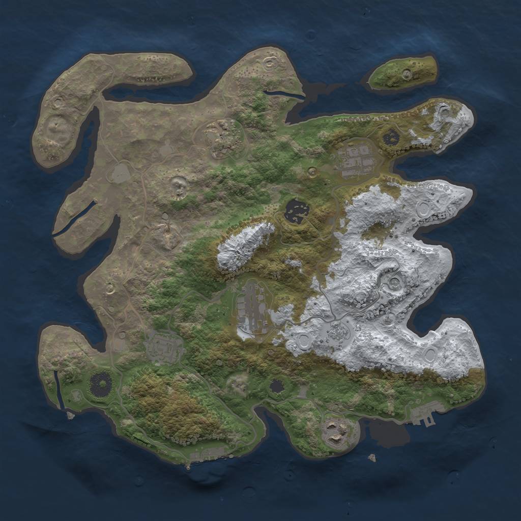 Rust Map: Procedural Map, Size: 3256, Seed: 50500, 15 Monuments