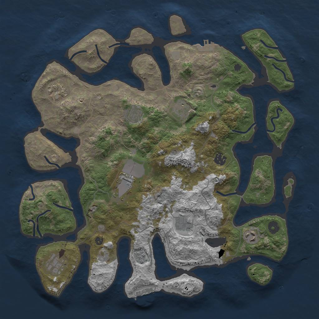 Rust Map: Procedural Map, Size: 4000, Seed: 114265860, 17 Monuments