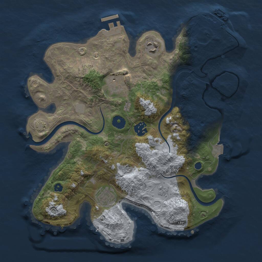 Rust Map: Procedural Map, Size: 3000, Seed: 12660, 10 Monuments