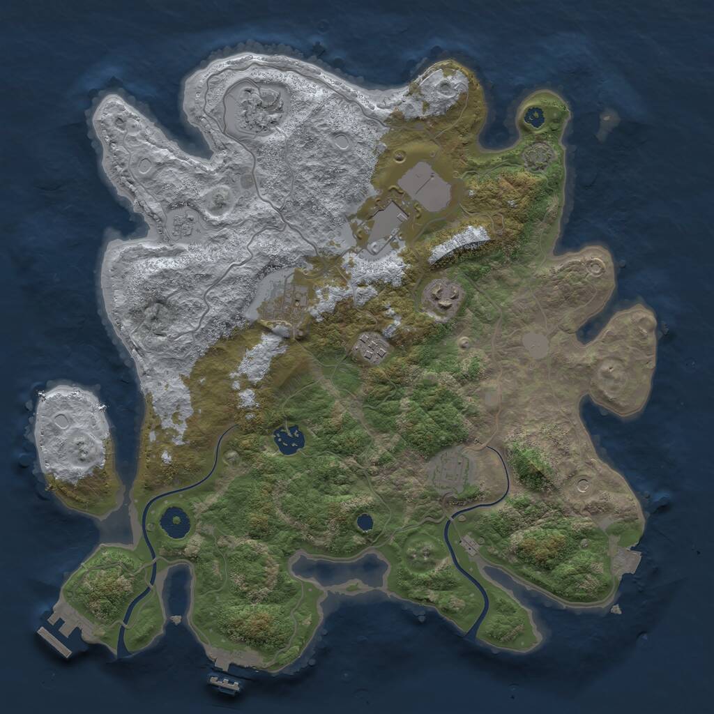 Rust Map: Procedural Map, Size: 3600, Seed: 1580956609, 13 Monuments