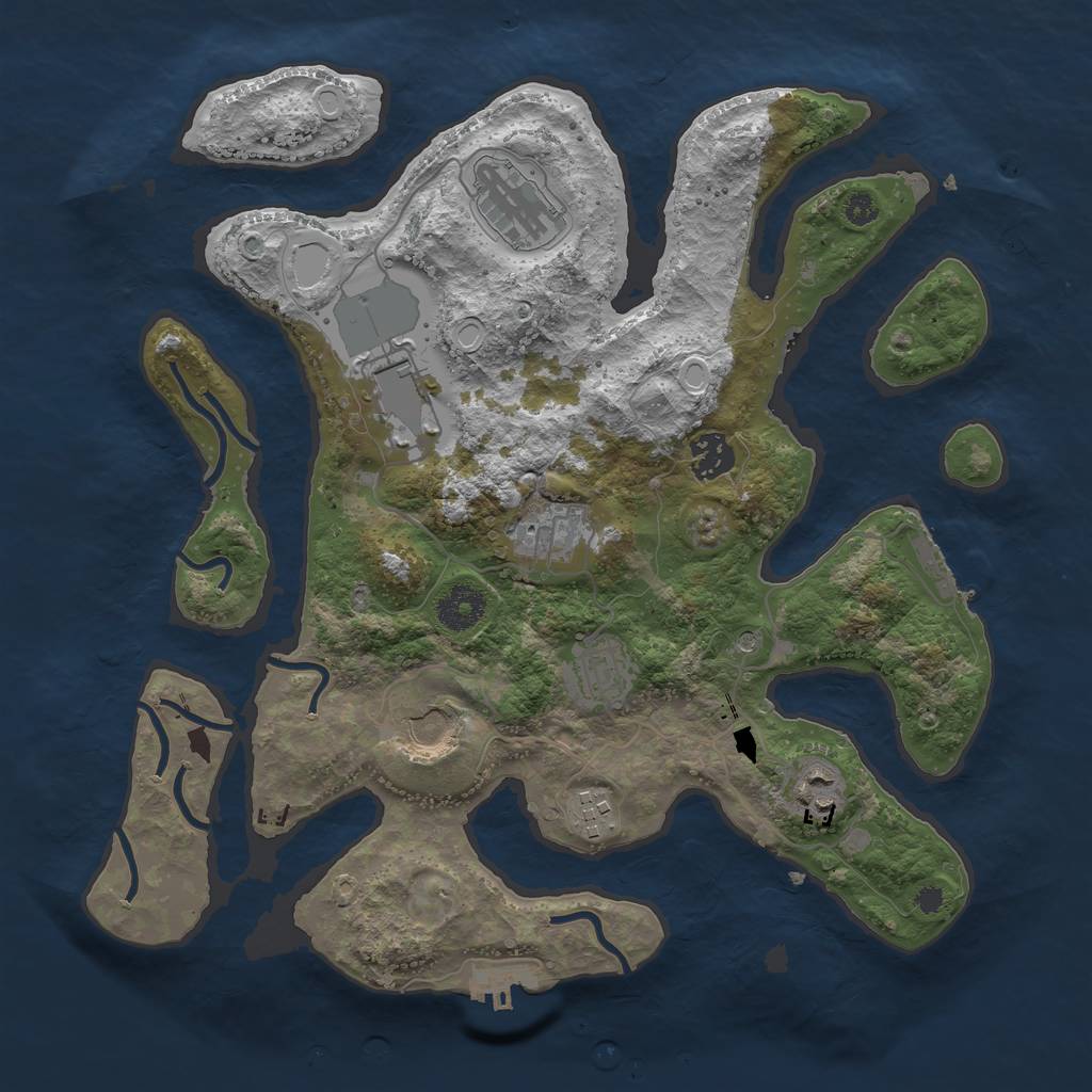 Rust Map: Procedural Map, Size: 3500, Seed: 1461420448, 16 Monuments