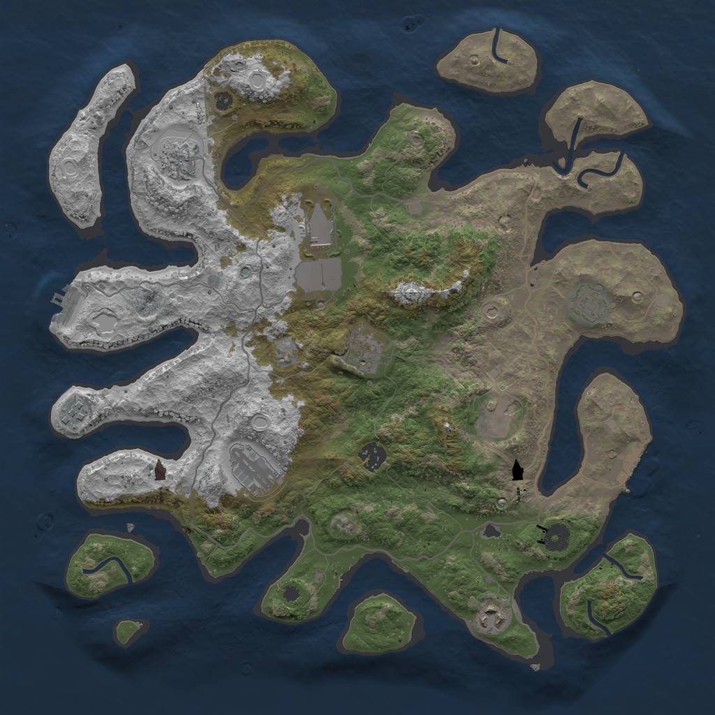 Rust Map: Procedural Map, Size: 4000, Seed: 8665, 17 Monuments