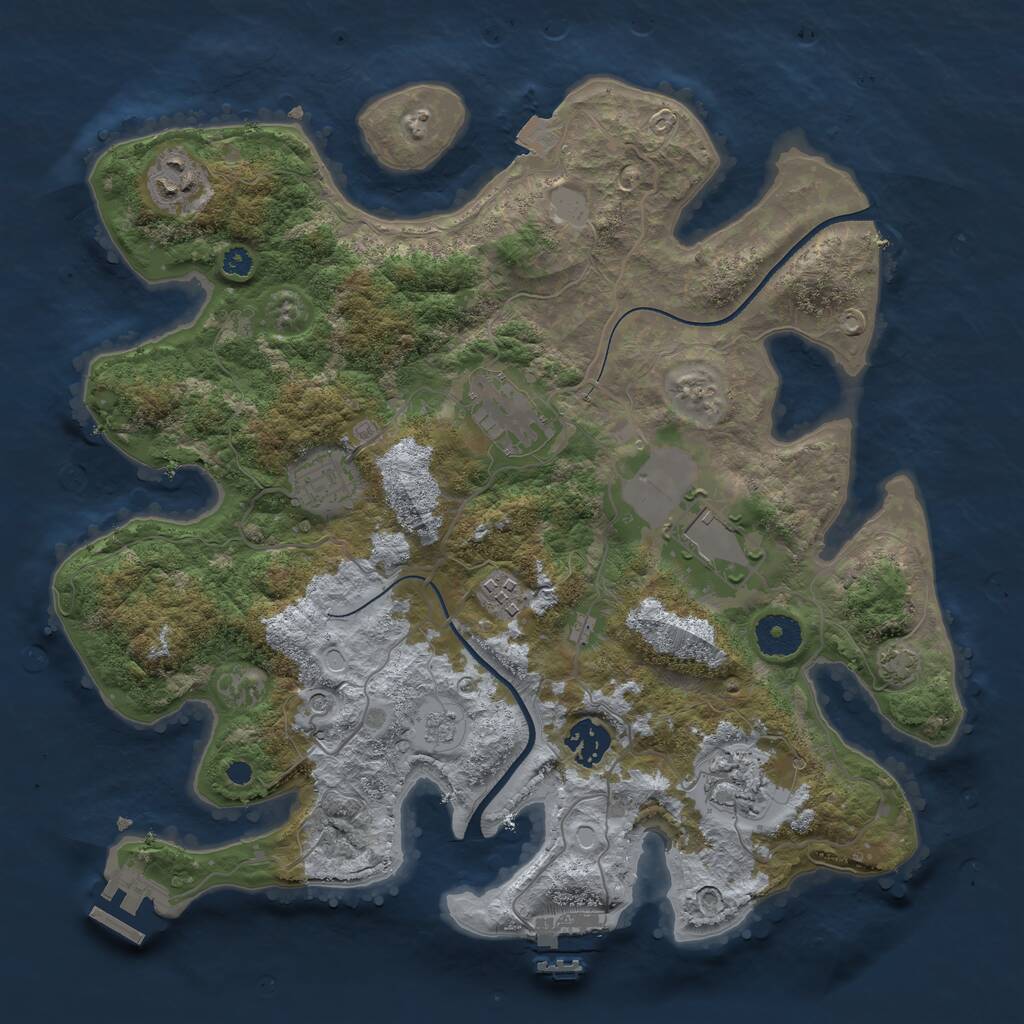Rust Map: Procedural Map, Size: 3500, Seed: 608915336, 13 Monuments