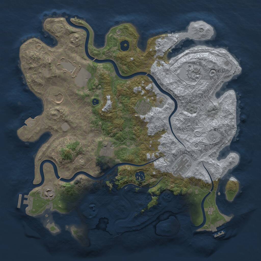 Rust Map: Procedural Map, Size: 3850, Seed: 1258883225, 15 Monuments