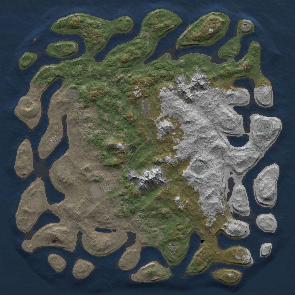 Rust Map: Barren, Size: 6000, Seed: 113064426, 14 Monuments