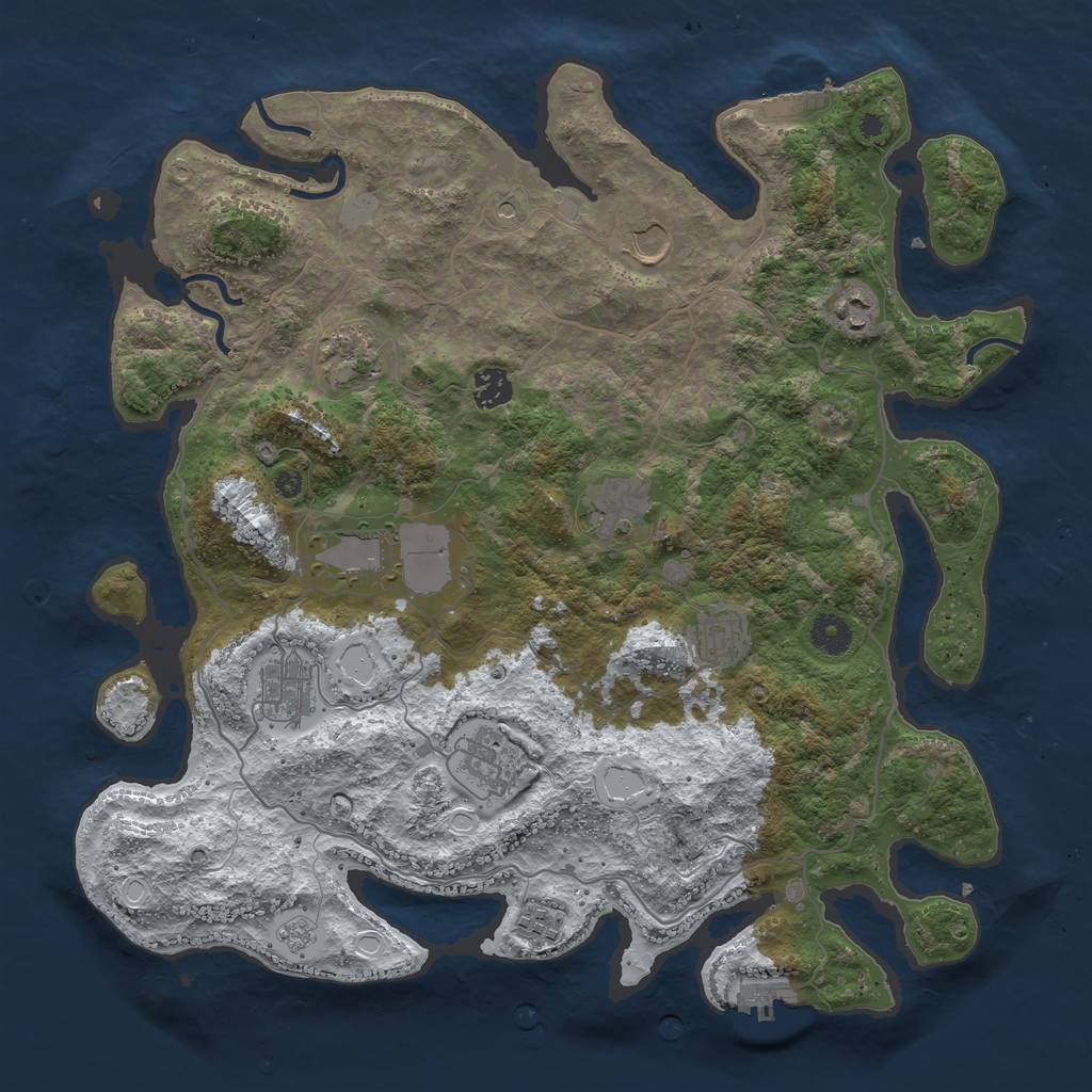 Rust Map: Procedural Map, Size: 4000, Seed: 8376, 19 Monuments