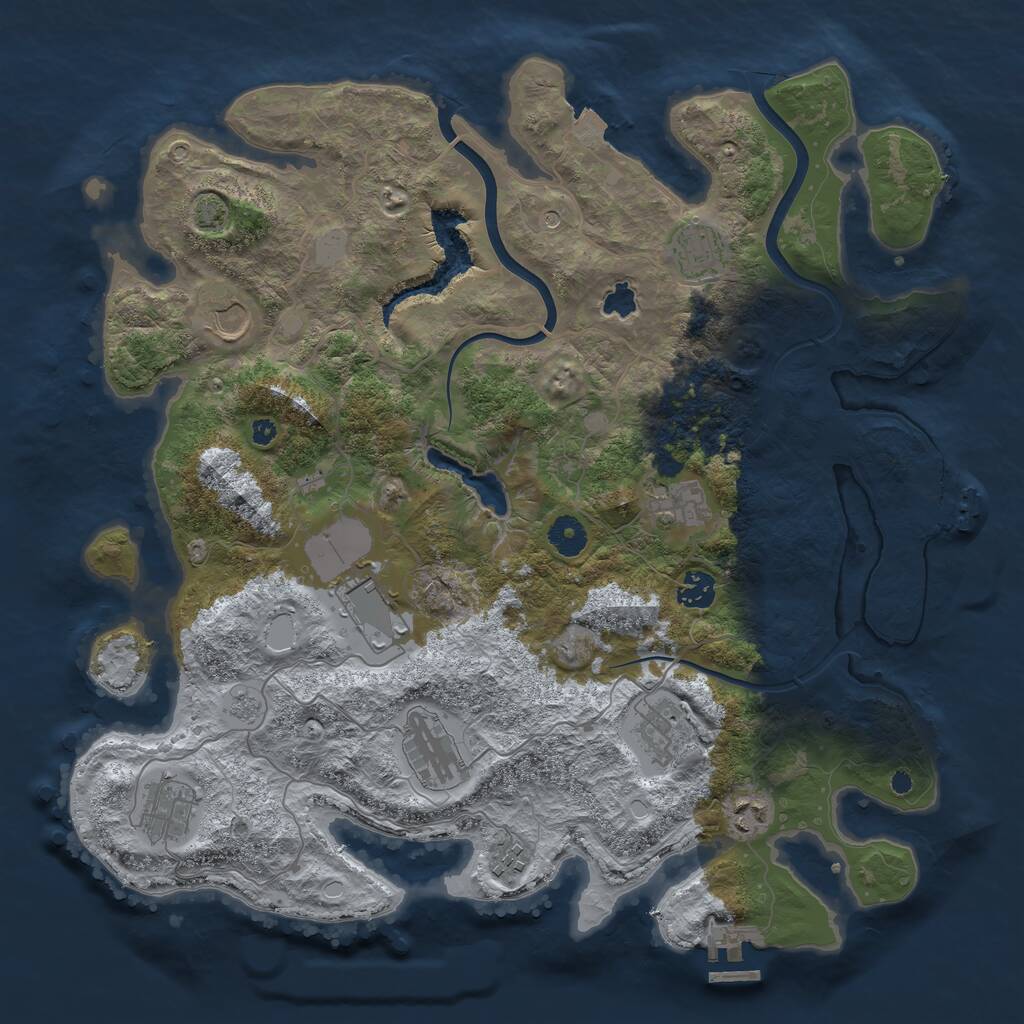 Rust Map: Procedural Map, Size: 4000, Seed: 8376, 16 Monuments