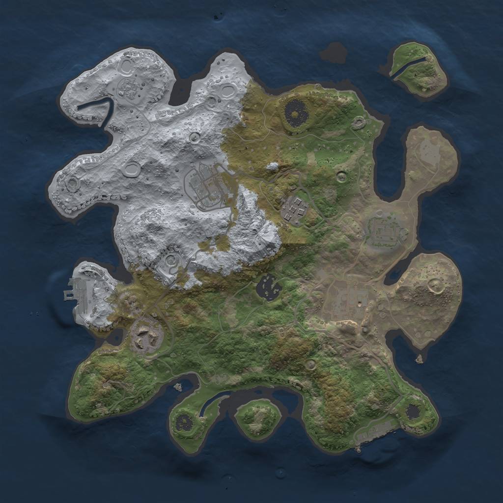 Rust Map: Procedural Map, Size: 3000, Seed: 889253802, 13 Monuments